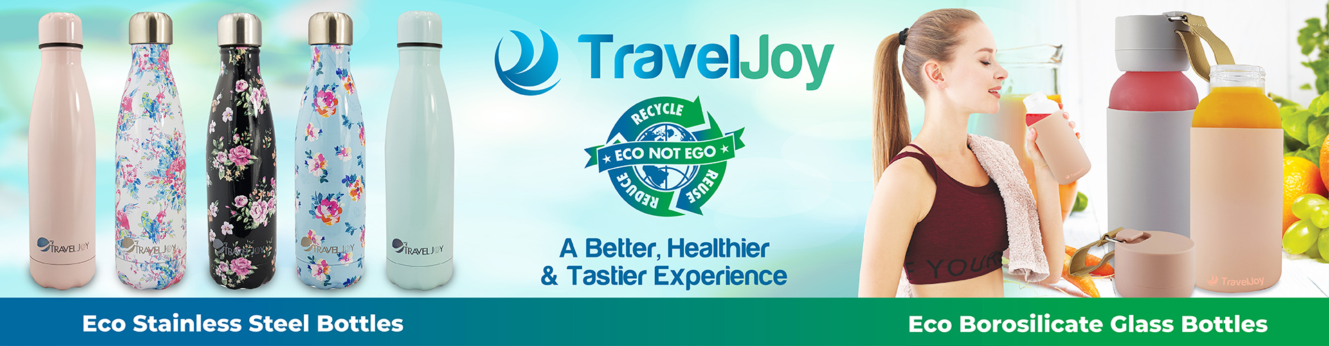 Travel Joy Eco Stainless Steel & Glass Bottles